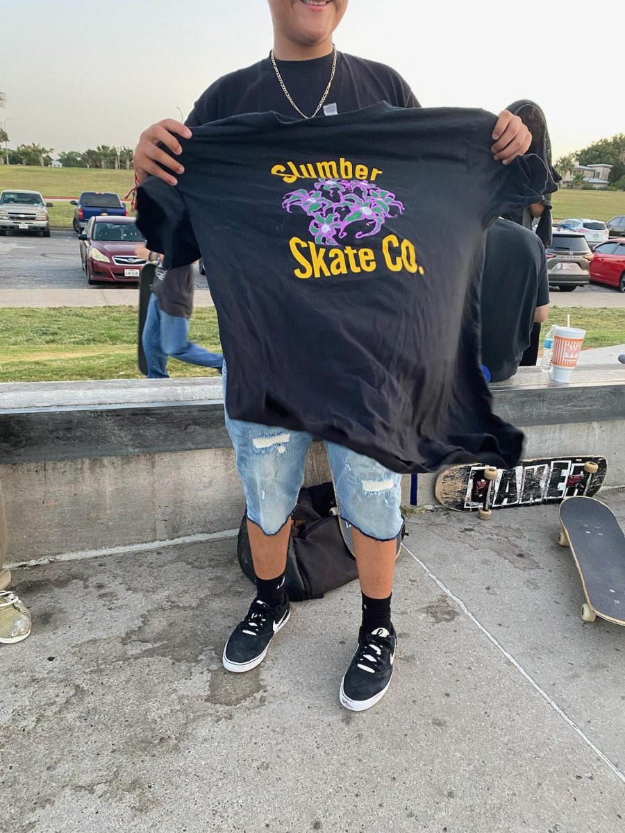 Okinawan Flower, Black Tee - Tees - Slumber Skate Co.