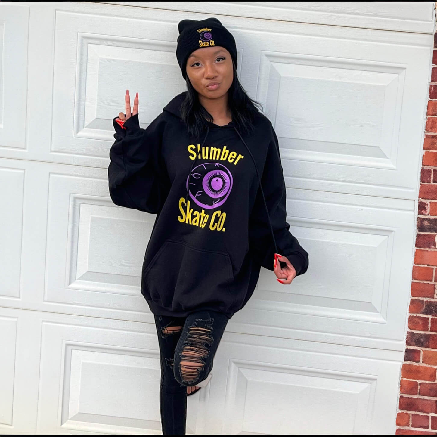 Original Slumber Eye, Black Beanie - Beanie - Slumber Skate Co.